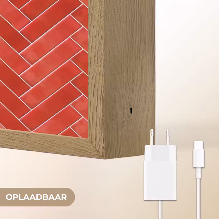 Visgraat - Tegel - Rood Light Box met batterij (Wandlamp) middel 907 -USP_websiteoplaadbaarNL