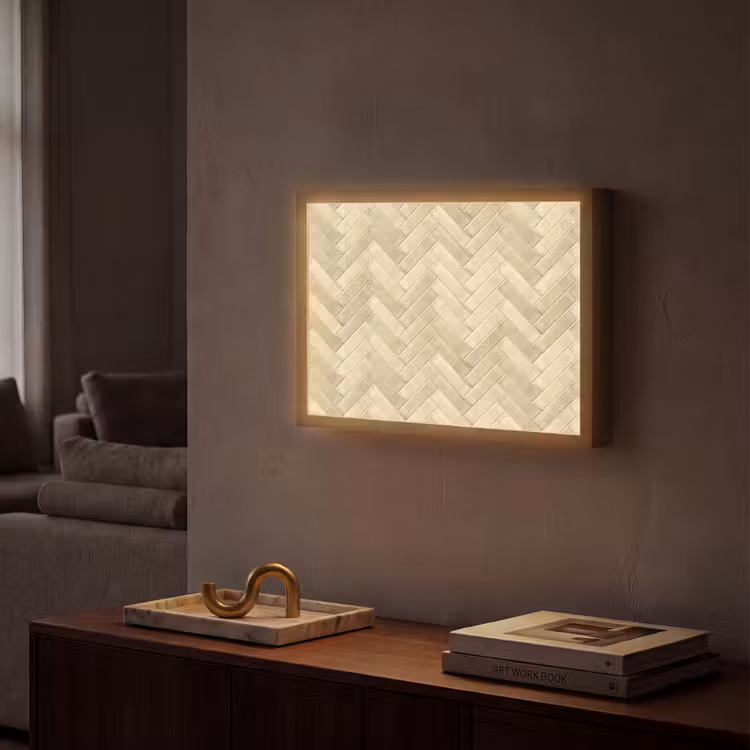 Visgraat - Tegel - Zand Light Box met batterij (Wandlamp) middel 907 -sfeer1