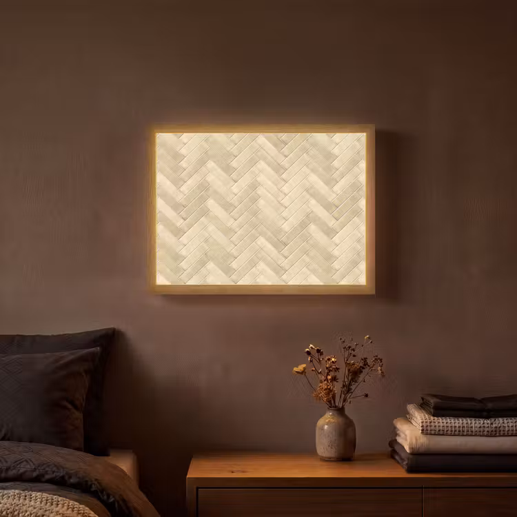 Visgraat - Tegel - Zand Light Box met batterij (Wandlamp) middel 907 -sfeer4