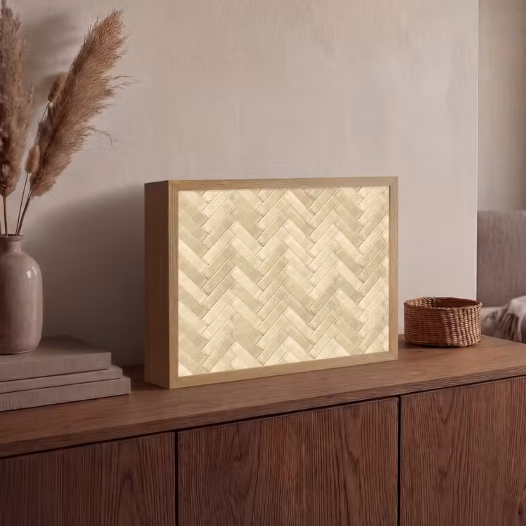 Visgraat - Tegel - Zand Light Box met batterij (Wandlamp) middel 907 -sfeer2