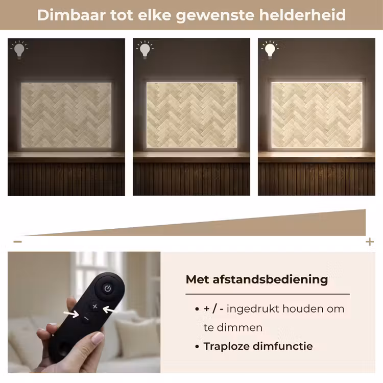 Visgraat - Tegel - Zand Light Box met batterij (Wandlamp) middel 907 -USP_dimbaarNL