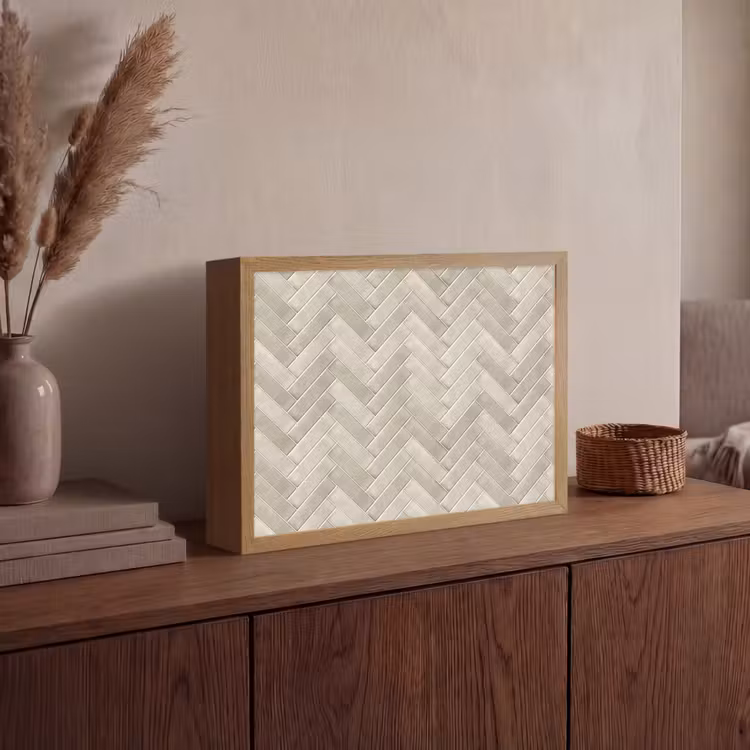 Visgraat - Wandtegel - Beige Light Box met batterij (Wandlamp) middel 907 -sfeer2