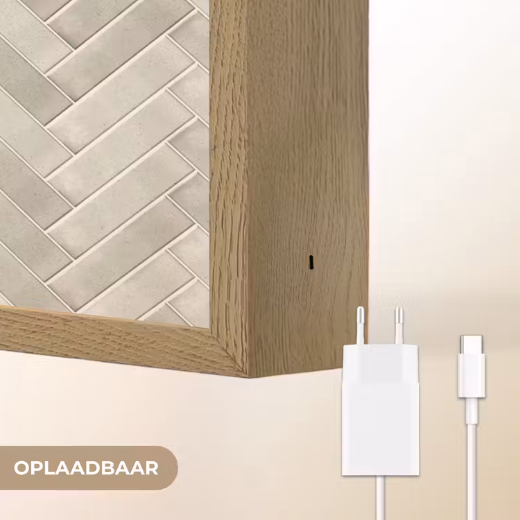Visgraat - Wandtegel - Beige Light Box met batterij (Wandlamp) middel 907 -USP_websiteoplaadbaarNL