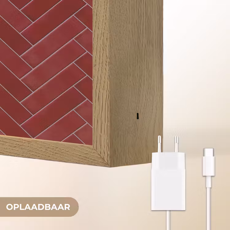 Visgraat - Wandtegel - Bordeaux - Rood Light Box met batterij (Wandlamp) middel 907 -USP_websiteoplaadbaarNL