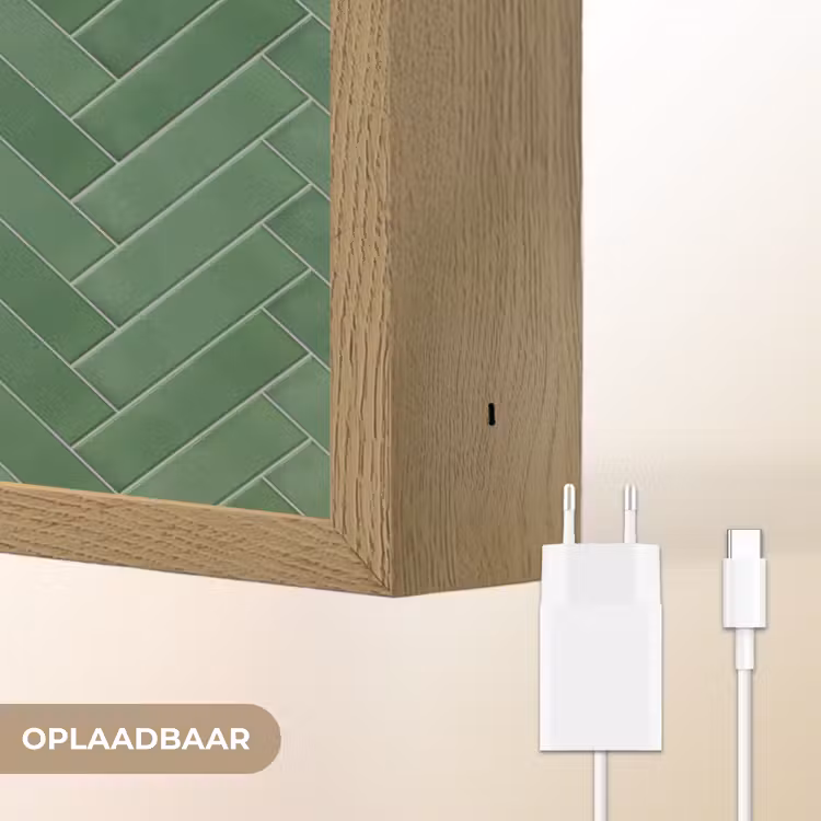 Visgraat - Wandtegel - Bosgroen Light Box met batterij (Wandlamp) middel 907 -USP_websiteoplaadbaarNL