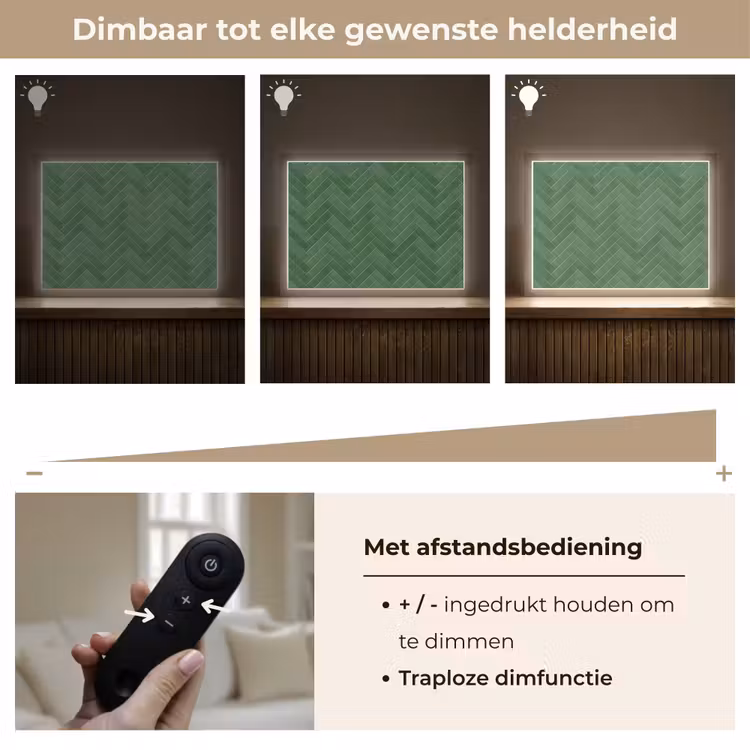 Visgraat - Wandtegel - Bosgroen Light Box met batterij (Wandlamp) middel 907 -USP_dimbaarNL