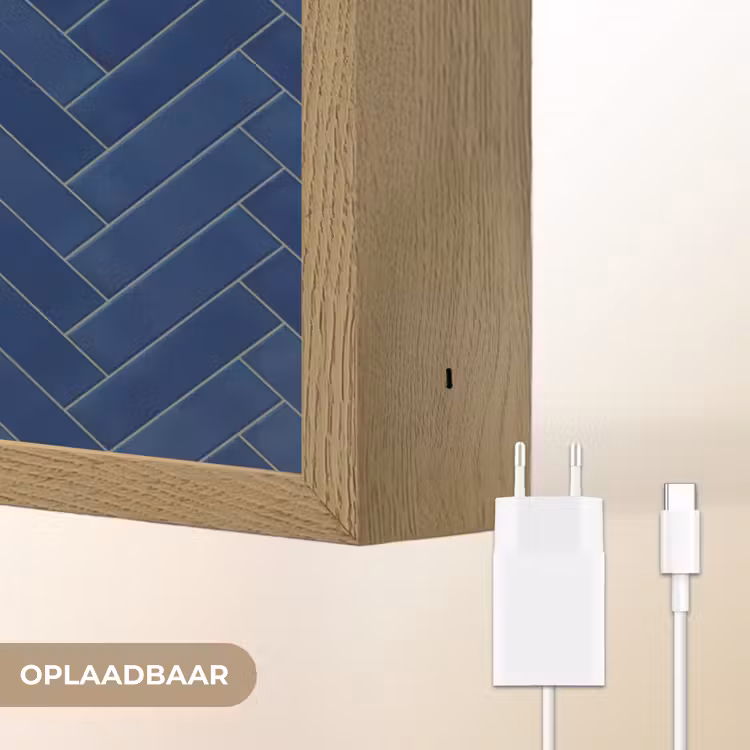 Visgraat - Wandtegel - Donkerblauw - Navy Blue Light Box met batterij (Wandlamp) middel 907 -USP_websiteoplaadbaarNL