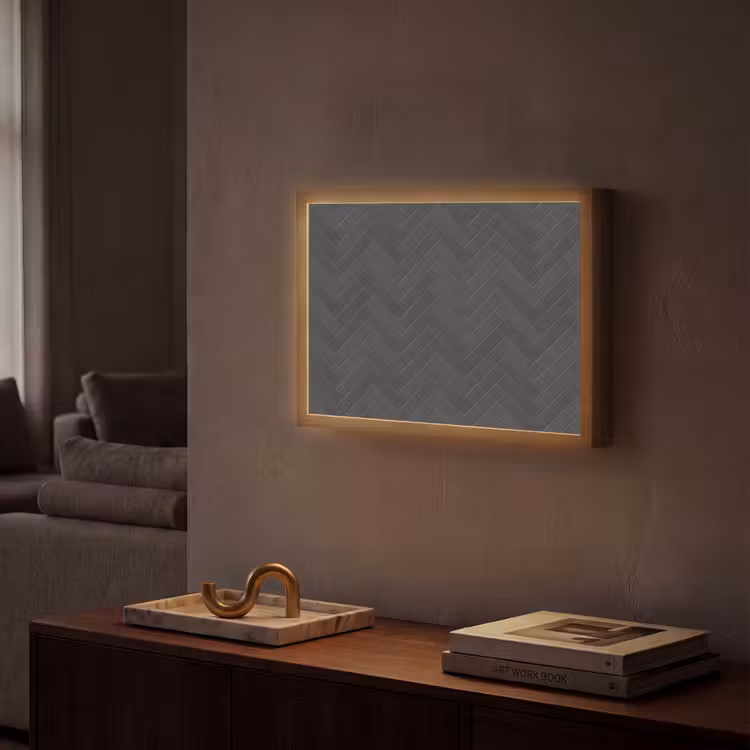 Visgraat - Wandtegel - Donkergrijs Light Box met batterij (Wandlamp) middel 907 -sfeer1