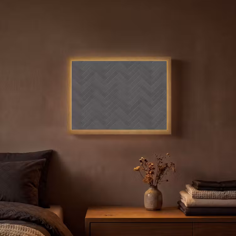 Visgraat - Wandtegel - Donkergrijs Light Box met batterij (Wandlamp) middel 907 -sfeer4