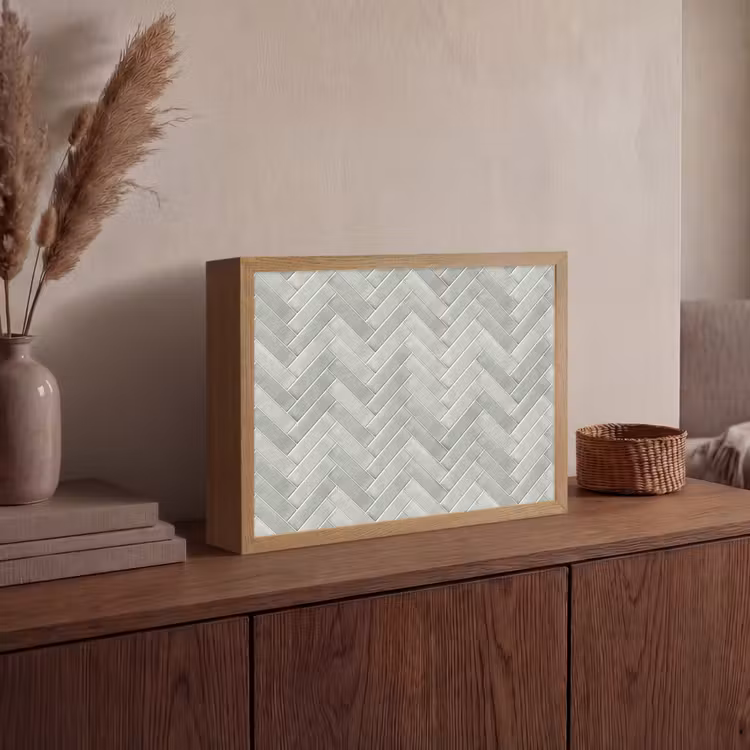 Visgraat - Wandtegel - Grijs Light Box met batterij (Wandlamp) middel 907 -sfeer2