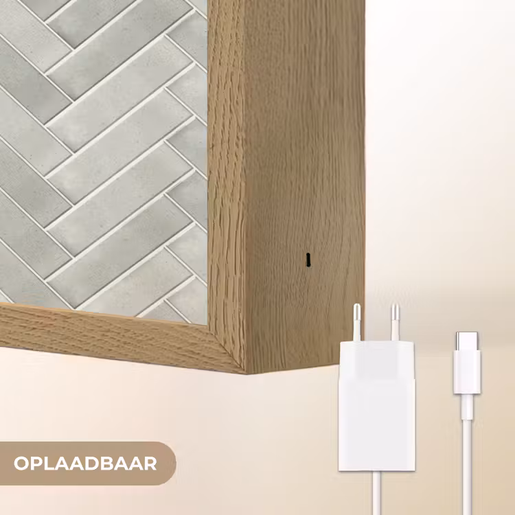 Visgraat - Wandtegel - Grijs Light Box met batterij (Wandlamp) middel 907 -USP_websiteoplaadbaarNL