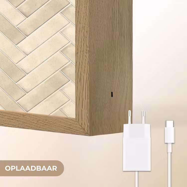 Visgraat - Wandtegel - Licht Beige Light Box met batterij (Wandlamp) middel 907 -USP_websiteoplaadbaarNL
