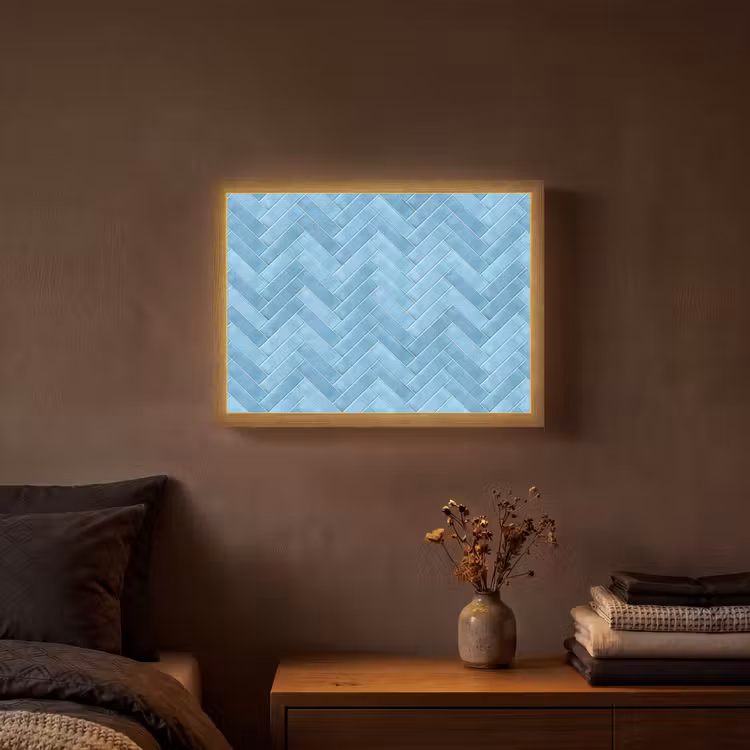 Visgraat - Wandtegel - Lichtblauw Light Box met batterij (Wandlamp) middel 907 -sfeer4