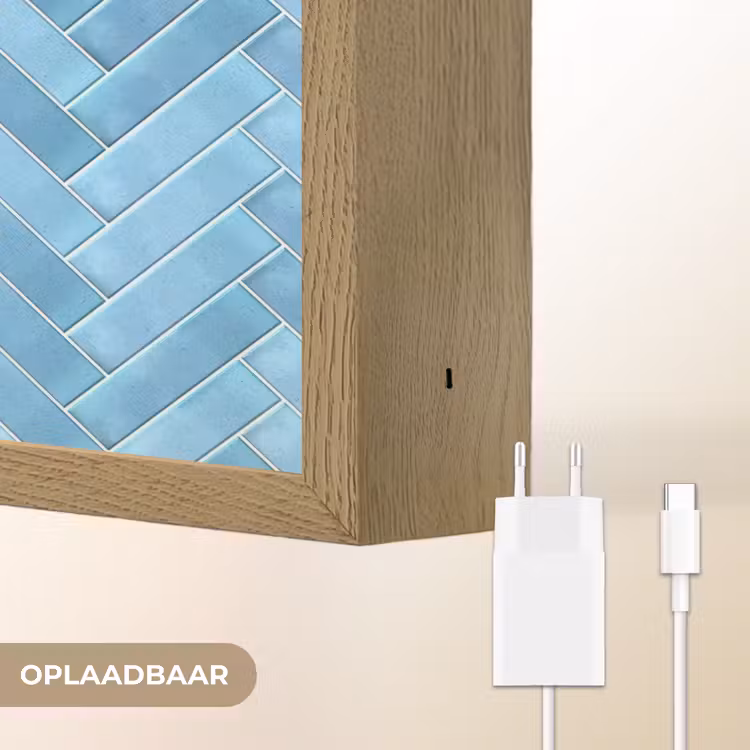 Visgraat - Wandtegel - Lichtblauw Light Box met batterij (Wandlamp) middel 907 -USP_websiteoplaadbaarNL