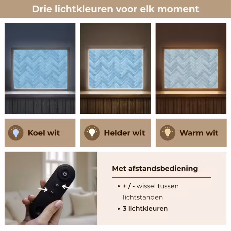Visgraat - Wandtegel - Lichtblauw Light Box met batterij (Wandlamp) middel 907 -USP_lichtkleurNL