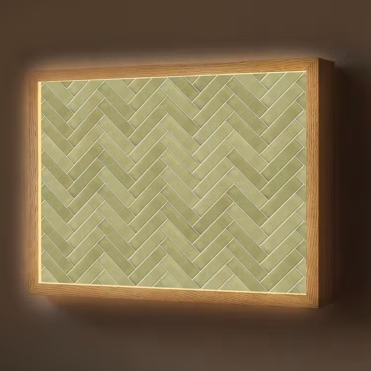 Visgraat - Wandtegel - Olijfgroen Light Box met batterij (Wandlamp) middel 907 -z3d_website