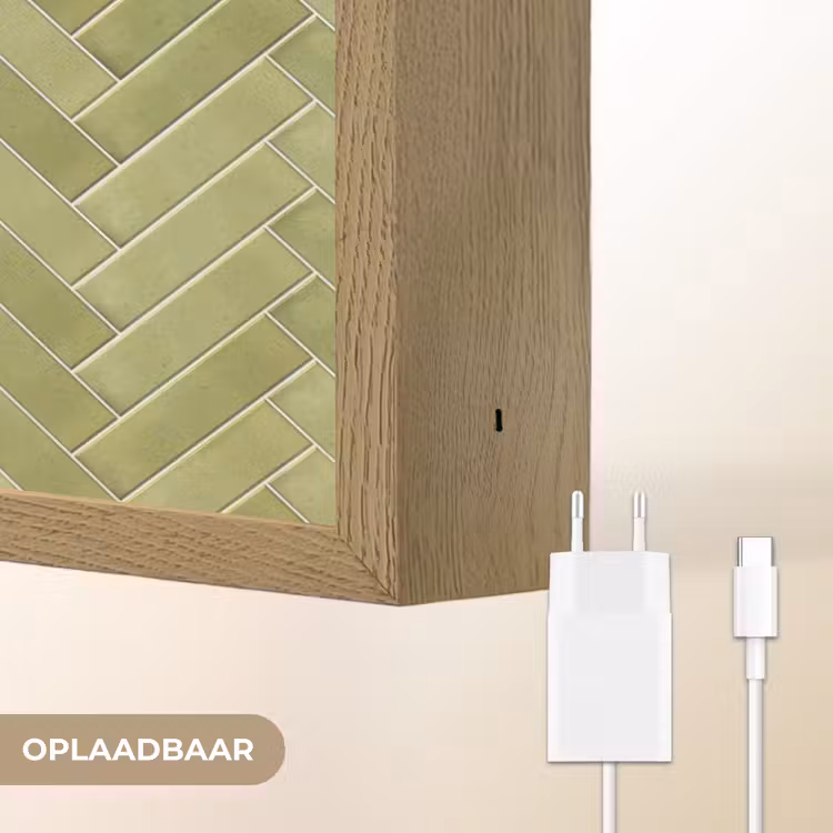 Visgraat - Wandtegel - Olijfgroen Light Box met batterij (Wandlamp) middel 907 -USP_websiteoplaadbaarNL