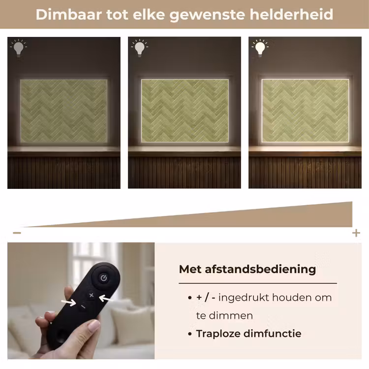 Visgraat - Wandtegel - Olijfgroen Light Box met batterij (Wandlamp) middel 907 -USP_dimbaarNL
