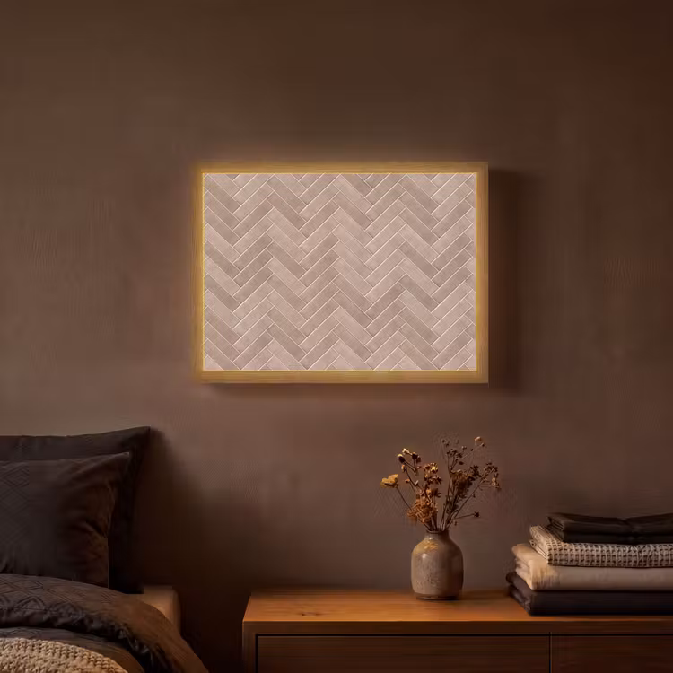 Visgraat - Wandtegel - Oudroze - Terracotta Light Box met batterij (Wandlamp) middel 907 -sfeer4