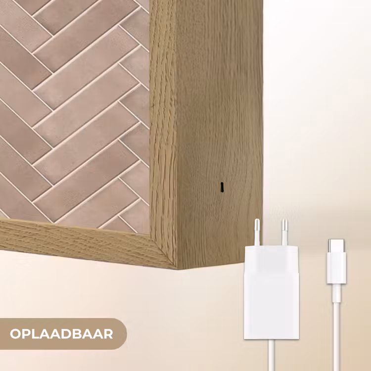 Visgraat - Wandtegel - Oudroze - Terracotta Light Box met batterij (Wandlamp) middel 907 -USP_websiteoplaadbaarNL