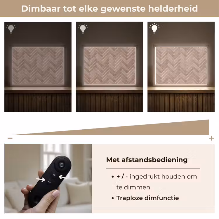 Visgraat - Wandtegel - Oudroze - Terracotta Light Box met batterij (Wandlamp) middel 907 -USP_dimbaarNL