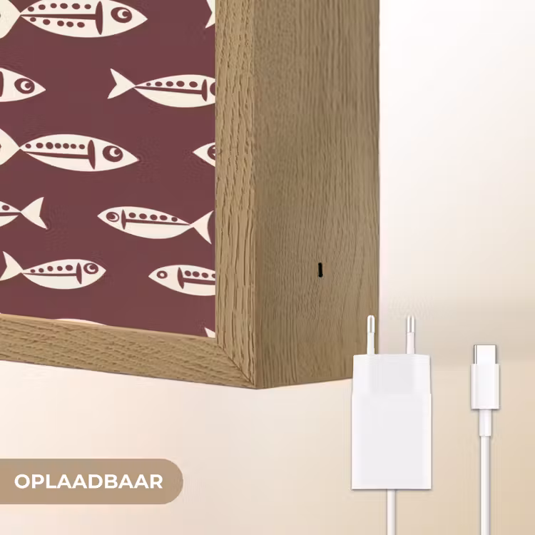 Vissen - Grafisch - Patroon - Donker Light Box met batterij (Wandlamp) middel 907 -USP_websiteoplaadbaarNL