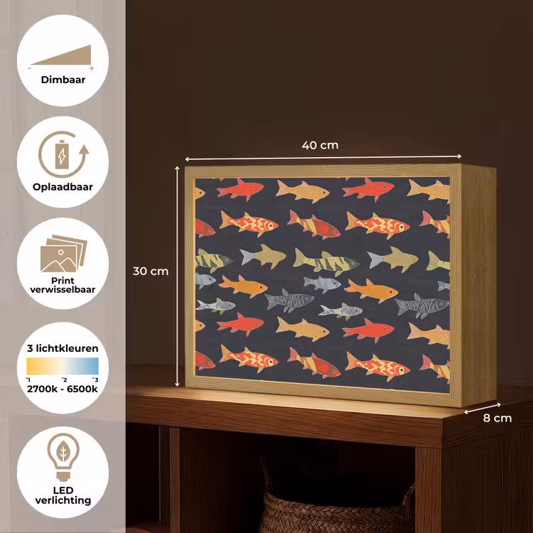 Vissen - Patroon - Kleurrijk Light Box met batterij (Wandlamp) middel 907 -USP_websiteoverzichtNL