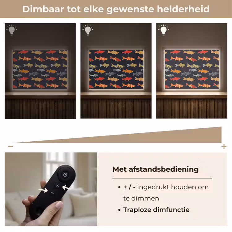 Vissen - Patroon - Kleurrijk Light Box met batterij (Wandlamp) middel 907 -USP_dimbaarNL