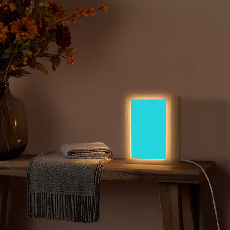 Vivid - Aquamarine - Turkoois Light Box met kabel (Wandlamp) klein 929 -sfeer4