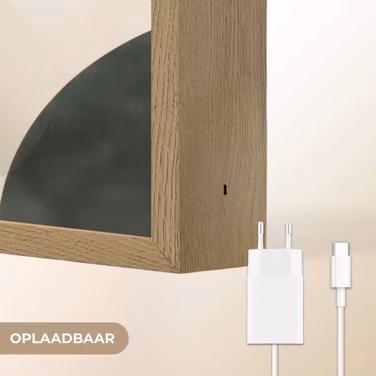 Vlakken - Abstract - Beige - Cirkels Light Box met batterij (Wandlamp) middel -USP_websiteoplaadbaarNL