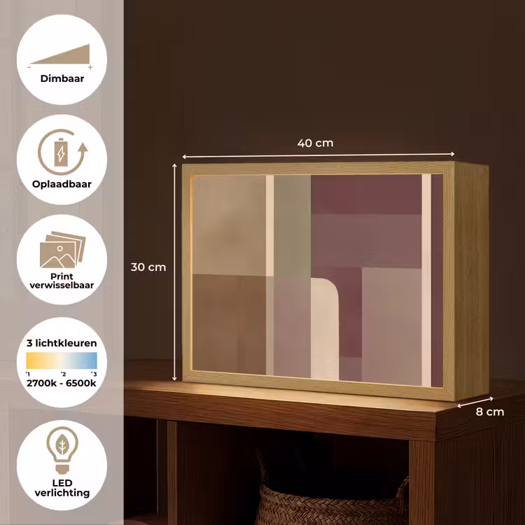 Vlakken - Abstract - Bordeaux - Lijnen Light Box met batterij (Wandlamp) middel -USP_websiteoverzichtNL