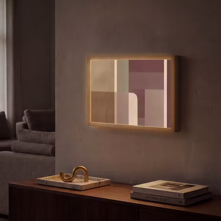 Vlakken - Abstract - Bordeaux - Lijnen Light Box met batterij (Wandlamp) middel -sfeer1