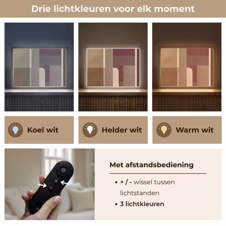 Vlakken - Abstract - Bordeaux - Lijnen Light Box met batterij (Wandlamp) middel -USP_lichtkleurNL