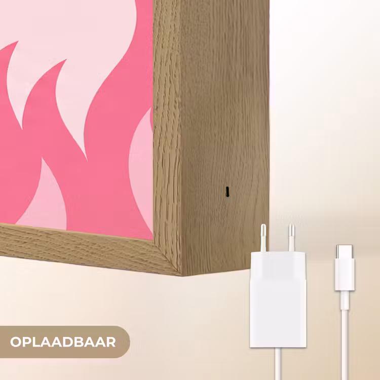 Vlammen - Patroon - Abstract - Modern - Roze Light Box met batterij (Wandlamp) middel -USP_websiteoplaadbaarNL