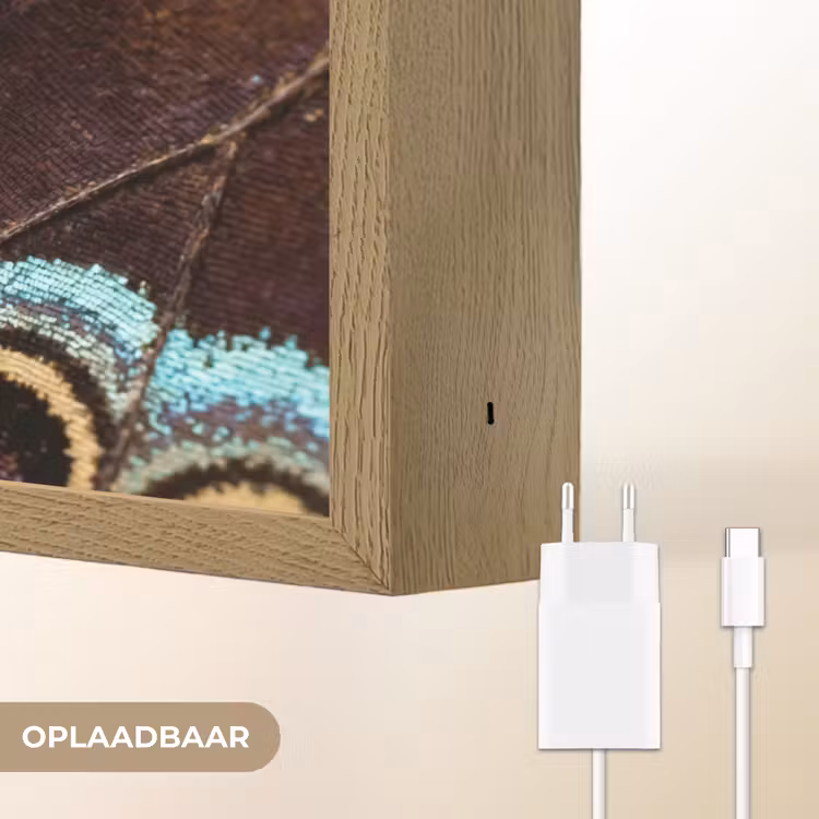 Vleugels - Vlinder - Blauw Light Box met batterij (Wandlamp) middel -USP_websiteoplaadbaarNL