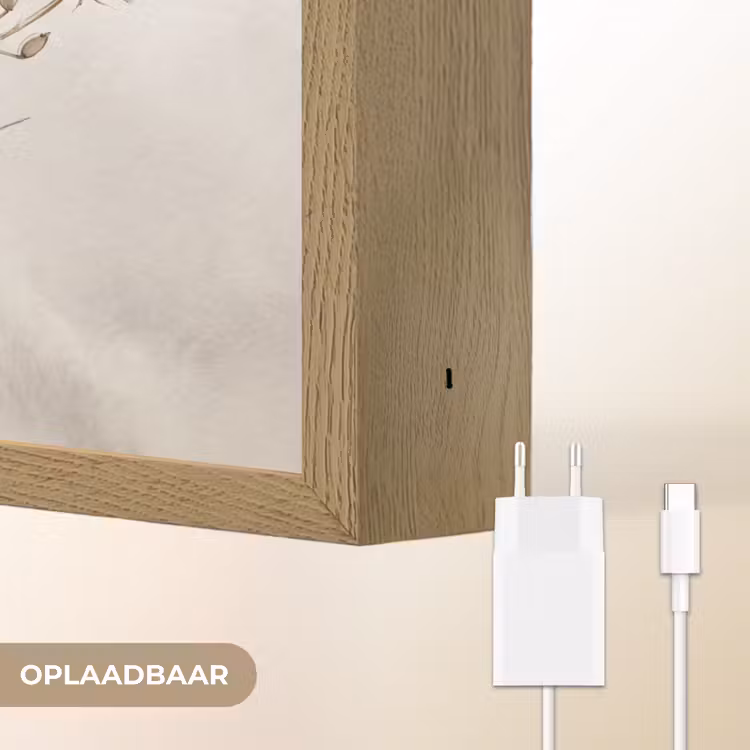 Vlinder - Bloem -Natuur - Beige Light Box met batterij (Wandlamp) middel -USP_websiteoplaadbaarNL