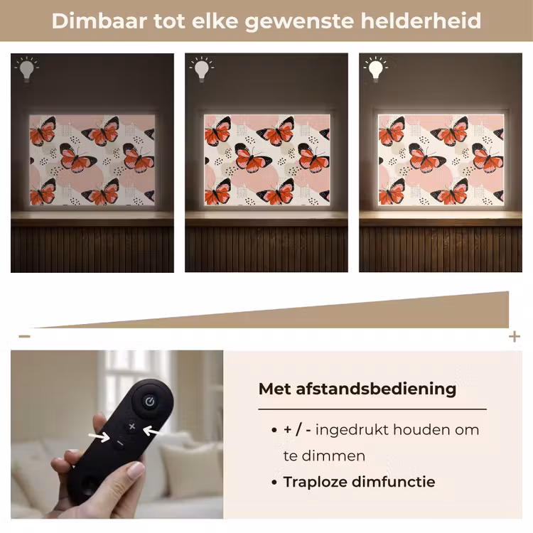 Vlinders - Retro - Kleurrijk Light Box met batterij (Wandlamp) middel 907 -USP_dimbaarNL