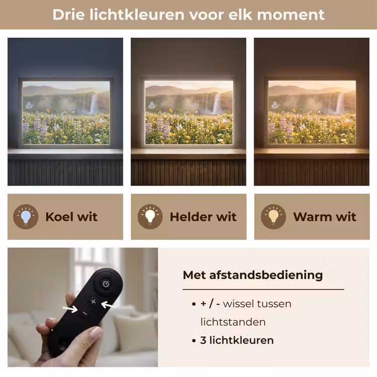 Vlinders - Waterval - Bloemenveld Light Box met batterij (Wandlamp) middel -USP_lichtkleurNL