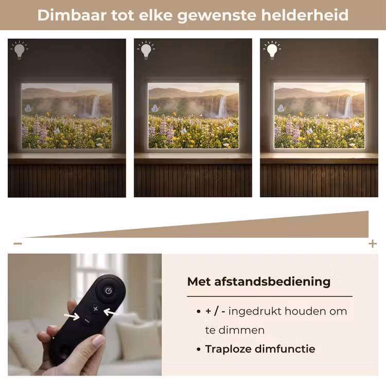 Vlinders - Waterval - Bloemenveld Light Box met batterij (Wandlamp) middel -USP_dimbaarNL