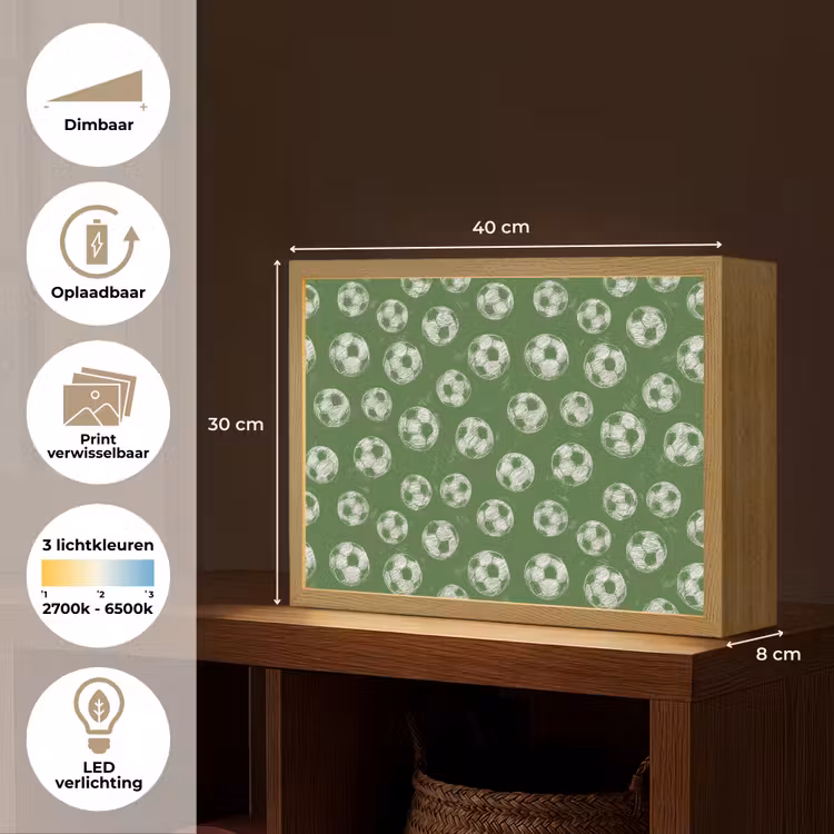 Voetbal - Sport - Groen Light Box met batterij (Wandlamp) middel 907 -USP_websiteoverzichtNL