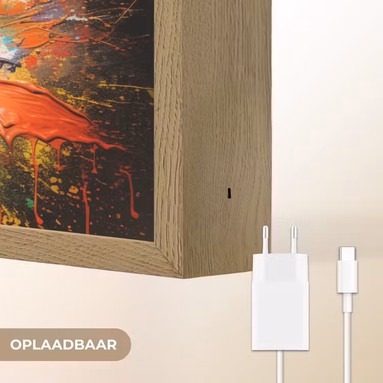 Voetbal - Verf - Kleuren - Zwart - Wit Light Box met batterij (Wandlamp) middel -USP_websiteoplaadbaarNL