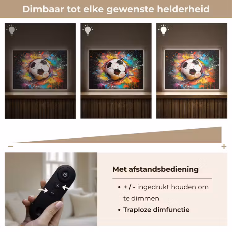 Voetbal - Verf - Kleuren - Zwart - Wit Light Box met batterij (Wandlamp) middel -USP_dimbaarNL