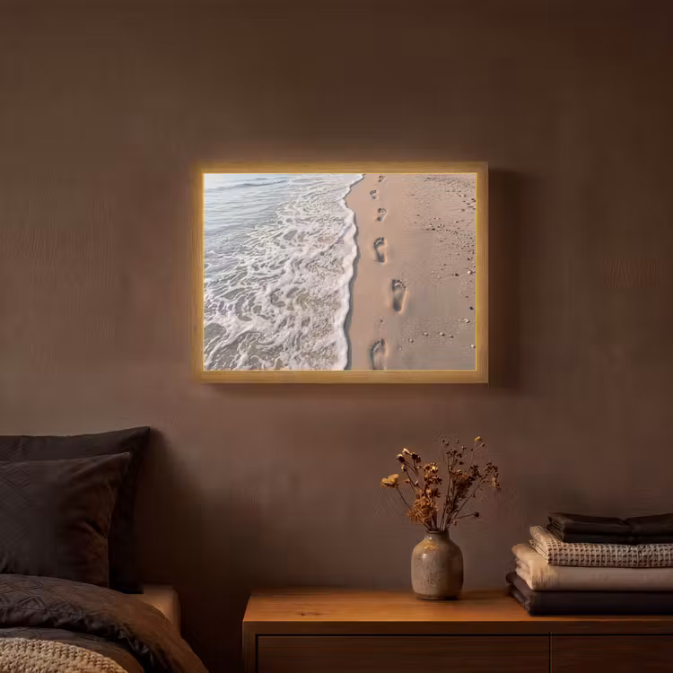 Voetstappen - Vloedlijn - Zee Light Box met batterij (Wandlamp) middel -sfeer4