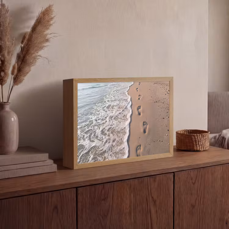 Voetstappen - Vloedlijn - Zee Light Box met batterij (Wandlamp) middel -sfeer2