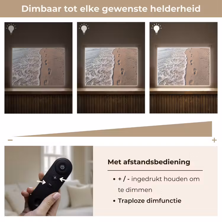Voetstappen - Vloedlijn - Zee Light Box met batterij (Wandlamp) middel -USP_dimbaarNL