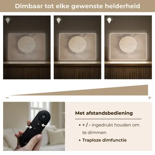Vogel - Beige - Japandi Light Box met batterij (Wandlamp) middel -USP_dimbaarNL