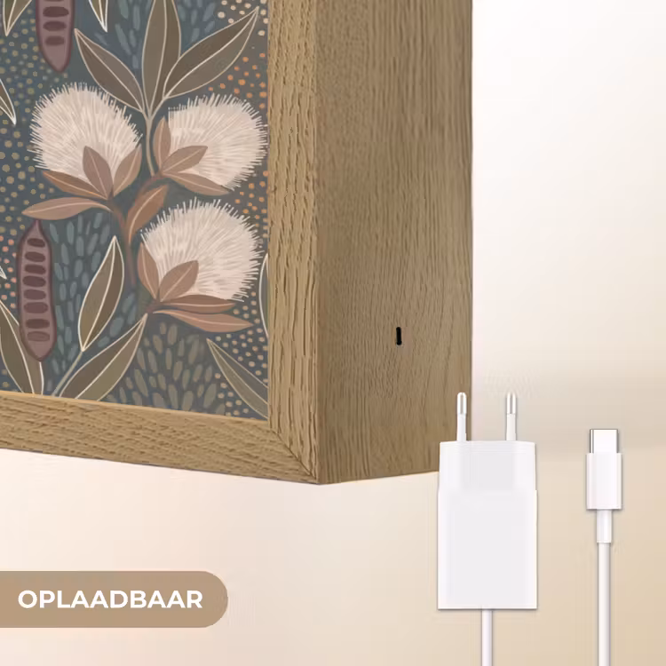 Vogel - Bladeren - Natuur - Illustratie - Groen Light Box met batterij (Wandlamp) middel -USP_websiteoplaadbaarNL