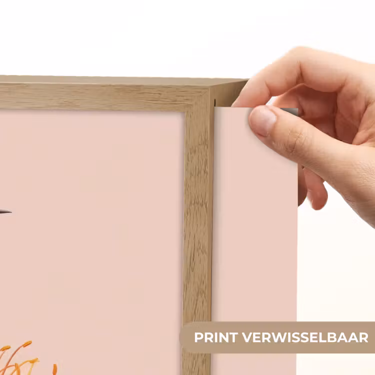 Vogel - Bloem - Natuur - Roze Light Box met batterij (Wandlamp) middel -USP_websiteprintNL