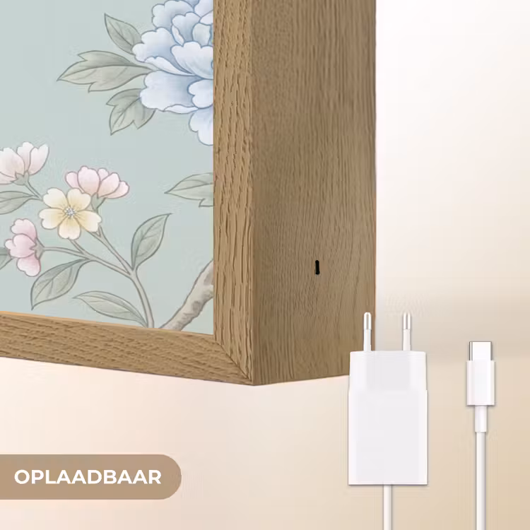 Vogel - Bloemen - Kleurrijk Light Box met batterij (Wandlamp) middel -USP_websiteoplaadbaarNL