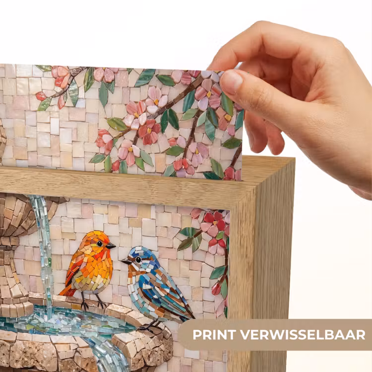 Vogel - fontein - mozaiek - kleurrijk - dieren Light Box met kabel (Wandlamp) klein -USP_websiteprintNL